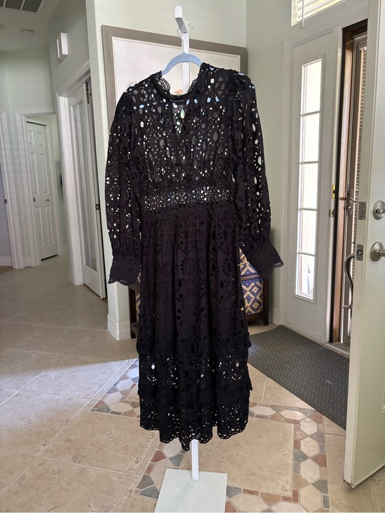 ASOS Dresses & Skirts - #166 ASOS Black Eyelet Maxi Dress with Long Sleeves